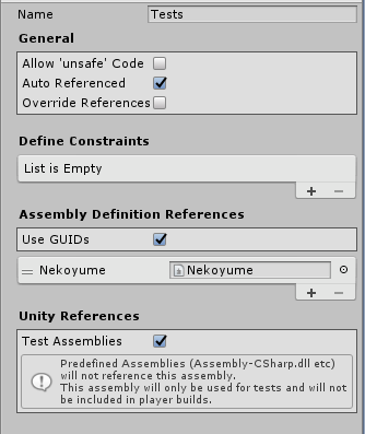 Adding Dependencies on Tests.asmdef